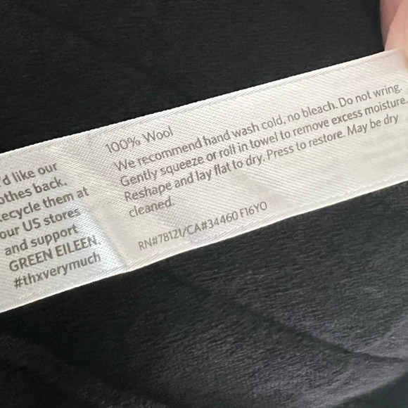 NWOT Eileen Fisher Washable Wool Scoop Neck Dress Black Minimalist Casual Women - Picture 6 of 10